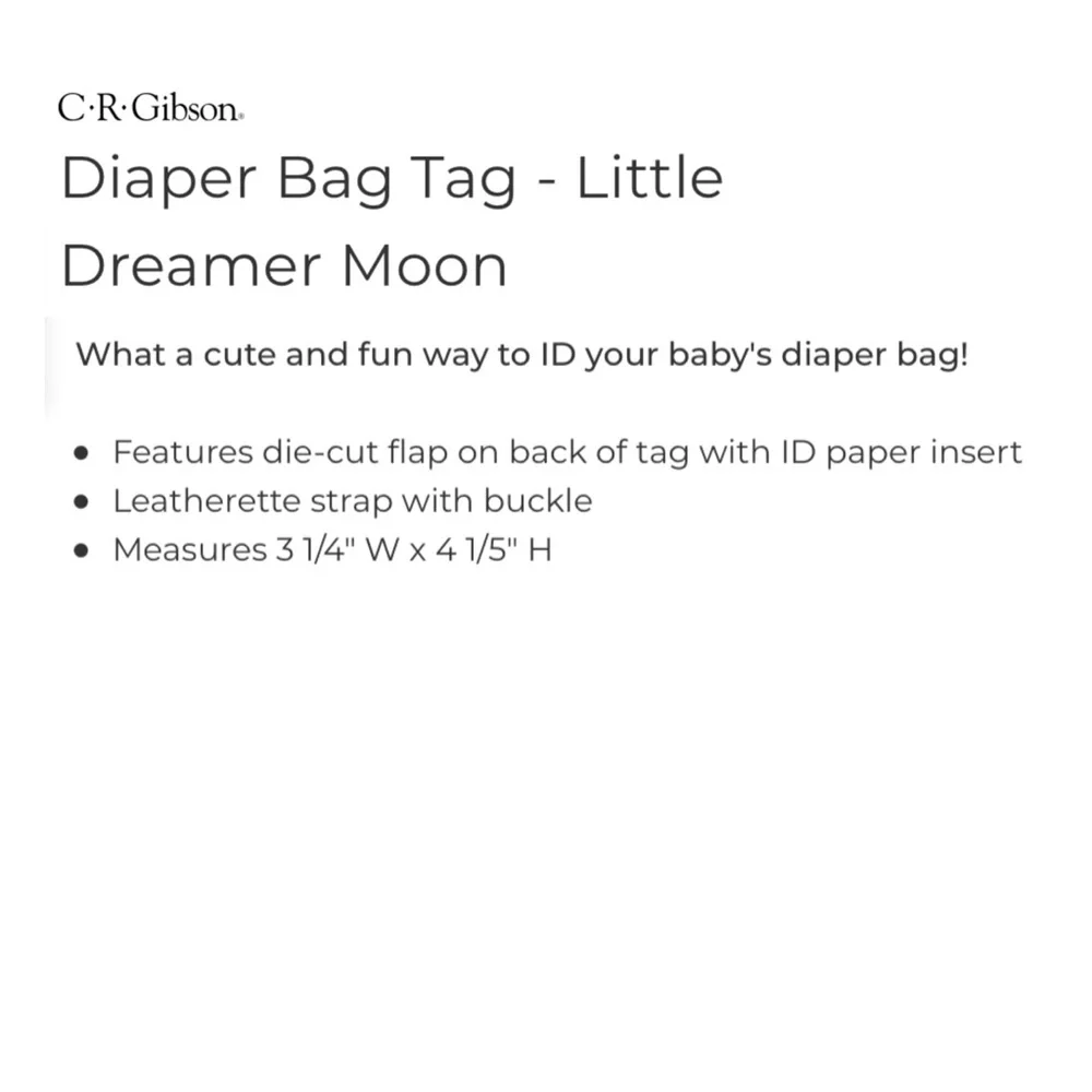 C.R. Gibson Diaper Bag Tag: Little Dreamer Moon